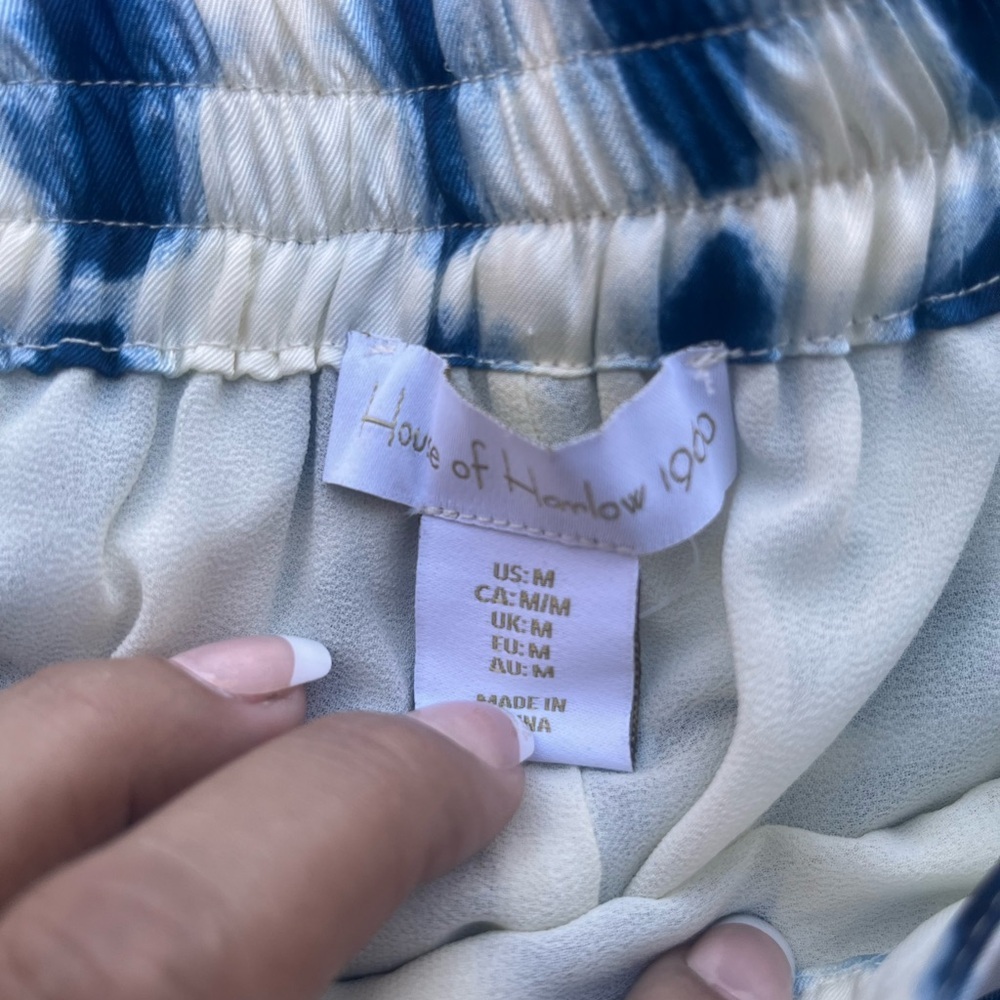 House of Harlow 1960 Blue and White Wide Leg Pants - Picture 4 of 6